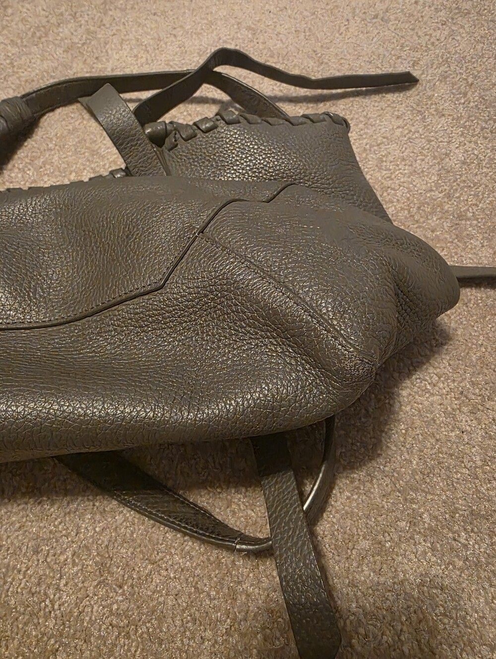 AllSaints Gray Leather Braided-Edge Tote - Picture 8 of 11